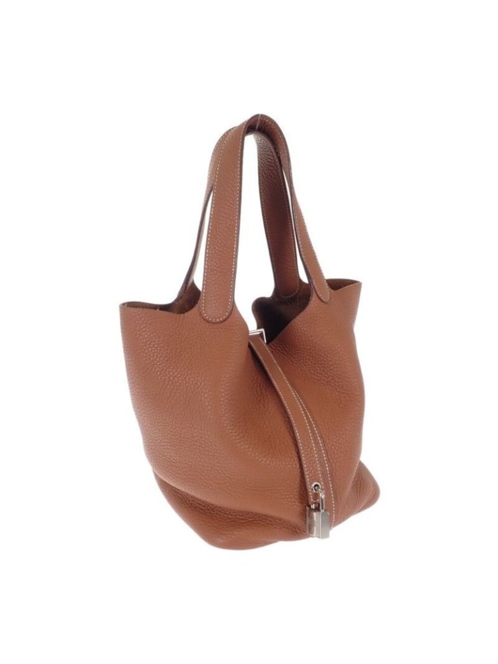 Hermes Picotin Lock MM Ck37 Handbag Taurillon Clemence Gold Silver